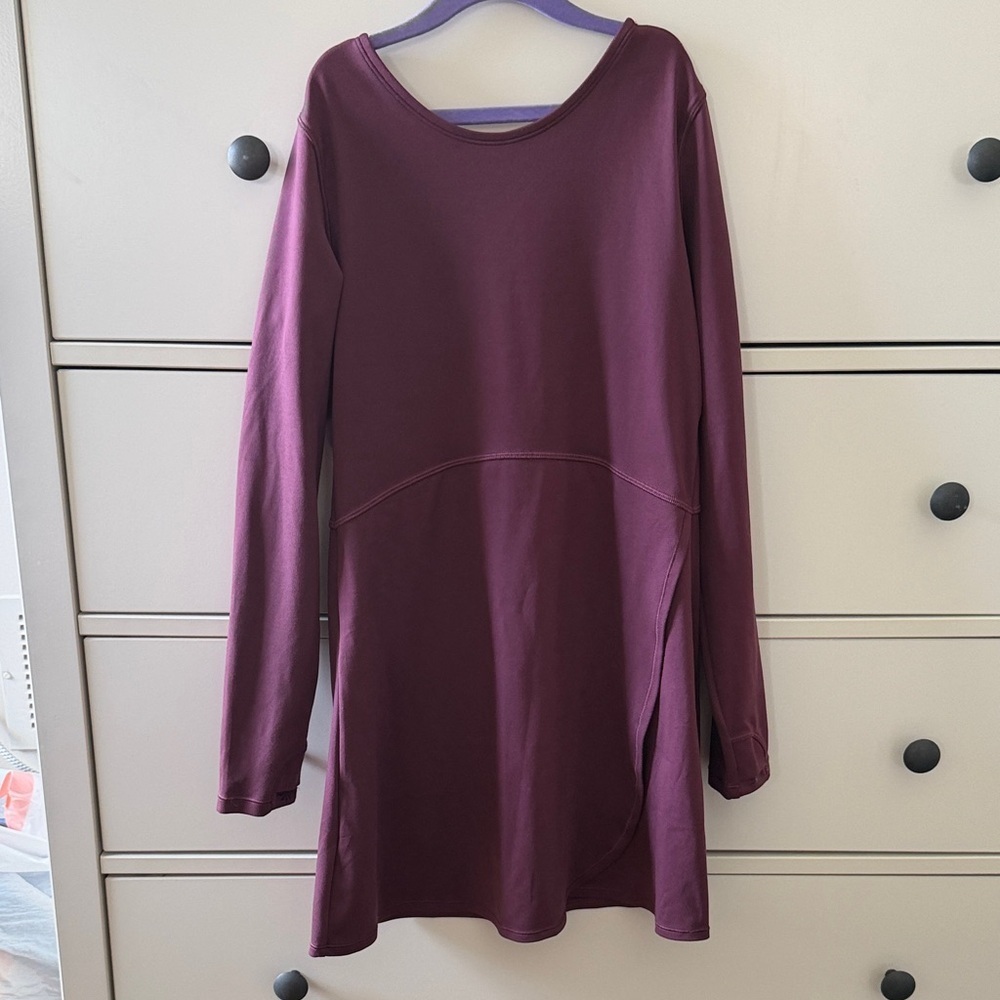 Athleta Burgundy Long Sleeve Chit Chat Dress - Picture 1 of 7